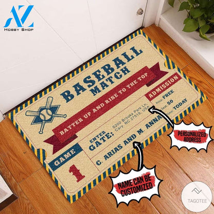 Personalized Baseball Match Batter Up And Rise To The Top Doormat