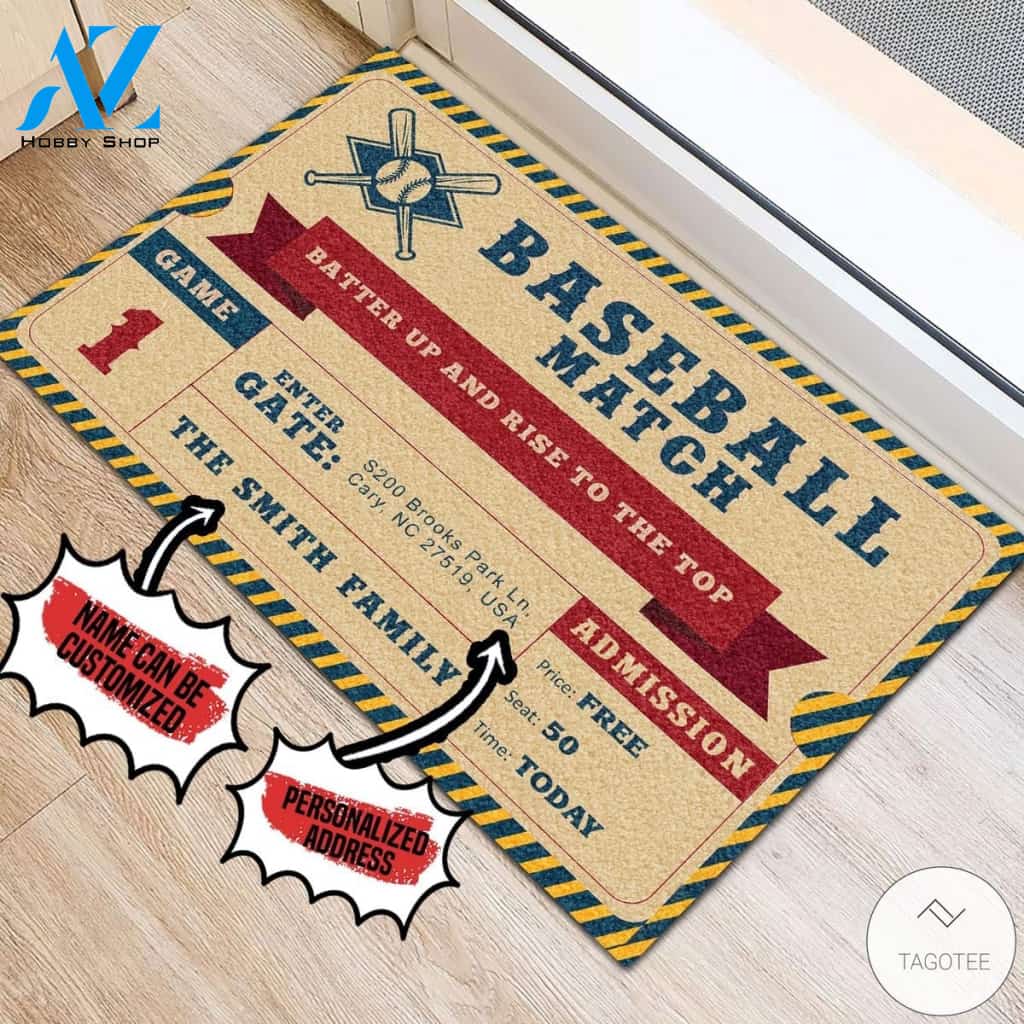Personalized Baseball Match Batter Up And Rise To The Top Doormat