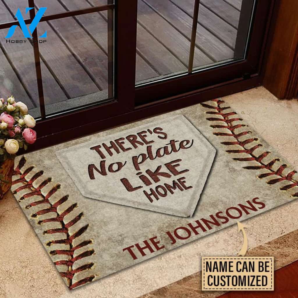 Personalized Baseball No Plate Like Home Customized Doormat