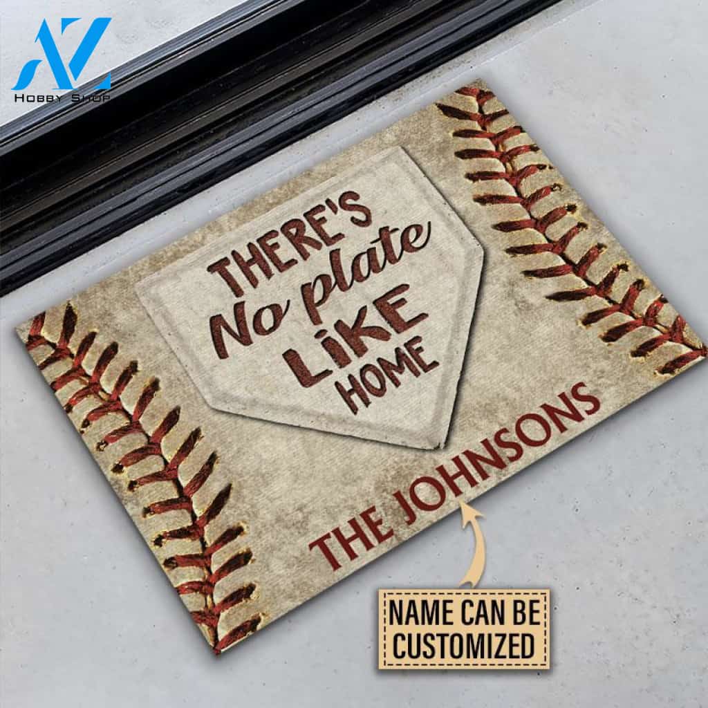 Personalized Baseball No Plate Like Home Customized Doormat