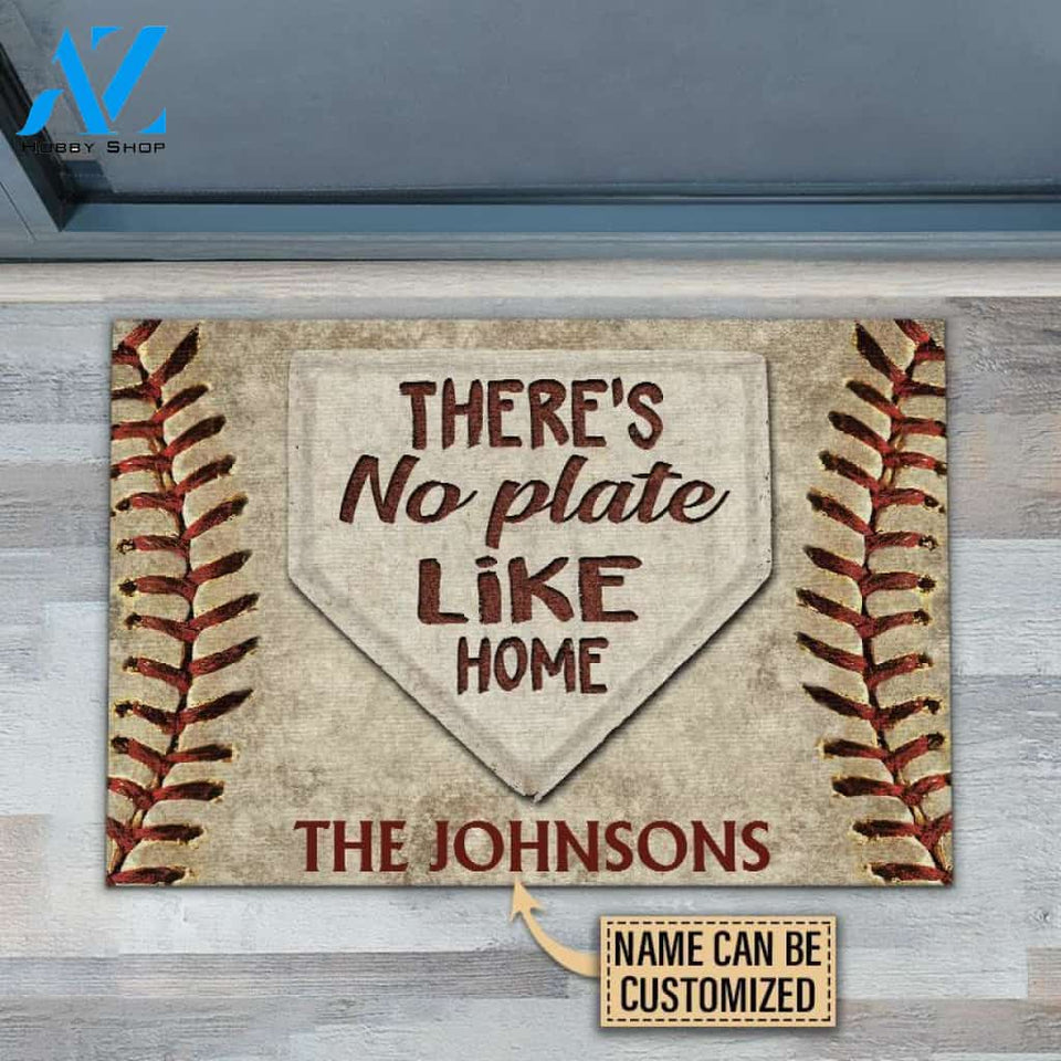 Personalized Baseball No Plate Like Home Customized Doormat | WELCOME MAT | HOUSE WARMING GIFT