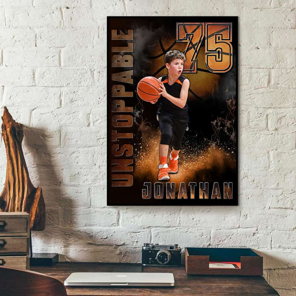 Personalized Baseball Poster, Canvas with custom Name Number & Photo, To My Son, To My Daughter Gifts NNH0308B01SA