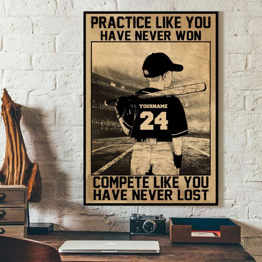 Personalized Baseball Poster, Canvas with custom Name & Number, Vintage Style, Baseball Gifts To My Son NTB0310B13CL