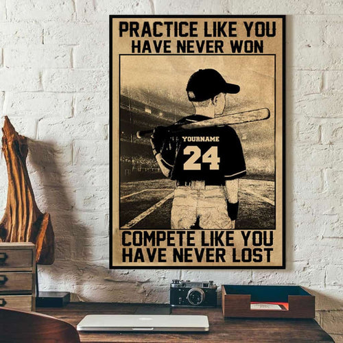 Personalized Baseball Poster, Canvas with custom Name & Number, Vintage Style, Baseball Gifts To My Son NTB0310B13CL