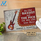 Personalized Bass Guitar Bassist Couple Live Here Customized Doormat