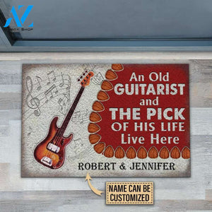 Personalized Bass Guitar Old Couple Live Here Customized Doormat | WELCOME MAT | HOUSE WARMING GIFT