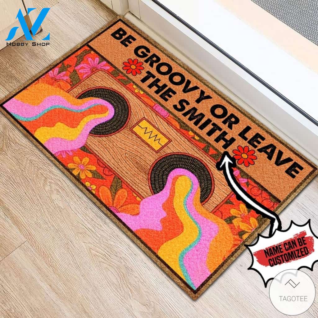 Personalized Be Groovy Or Leave Hippie Doormat