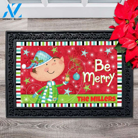 Personalized Be Merry Christmas Elf Doormat - 18" x 30"