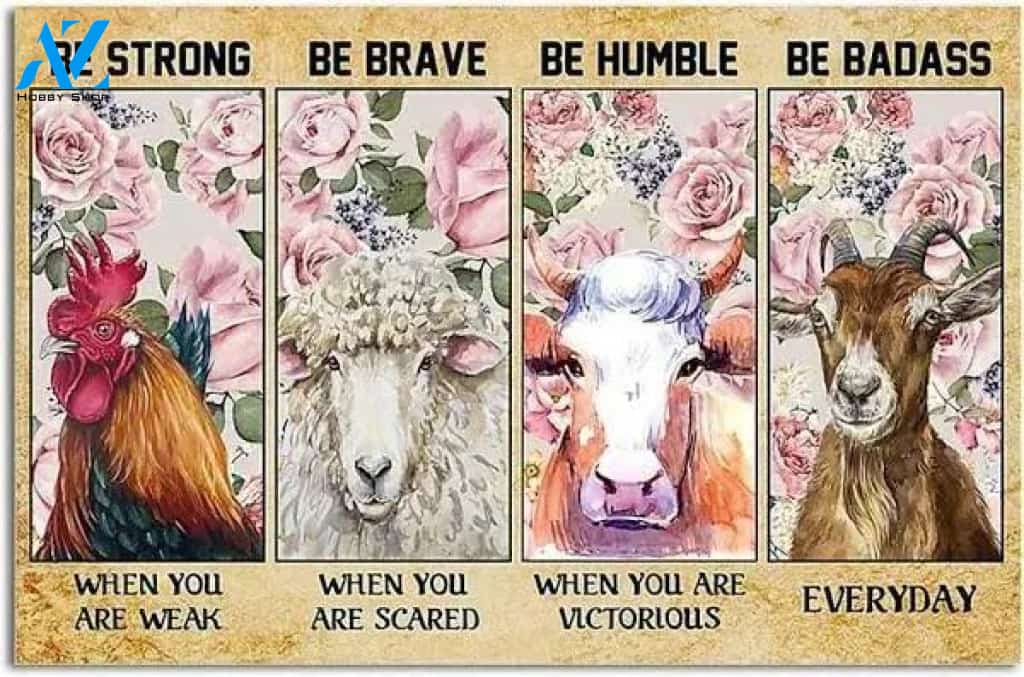 Personalized Be Strong Brave Humble Animal Doormat Welcome Mat Meaningful Rug Farmer House Decor Housewarming Gift Gift for Famer Friend Family Gift for Farm Animal Lovers