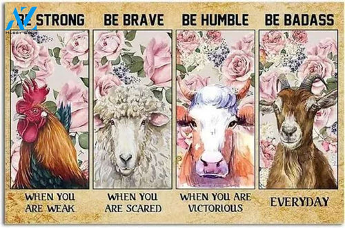 Personalized Be Strong Brave Humble Animal Doormat Welcome Mat Meaningful Rug Farmer House Decor Housewarming Gift Gift for Famer Friend Family Gift for Farm Animal Lovers