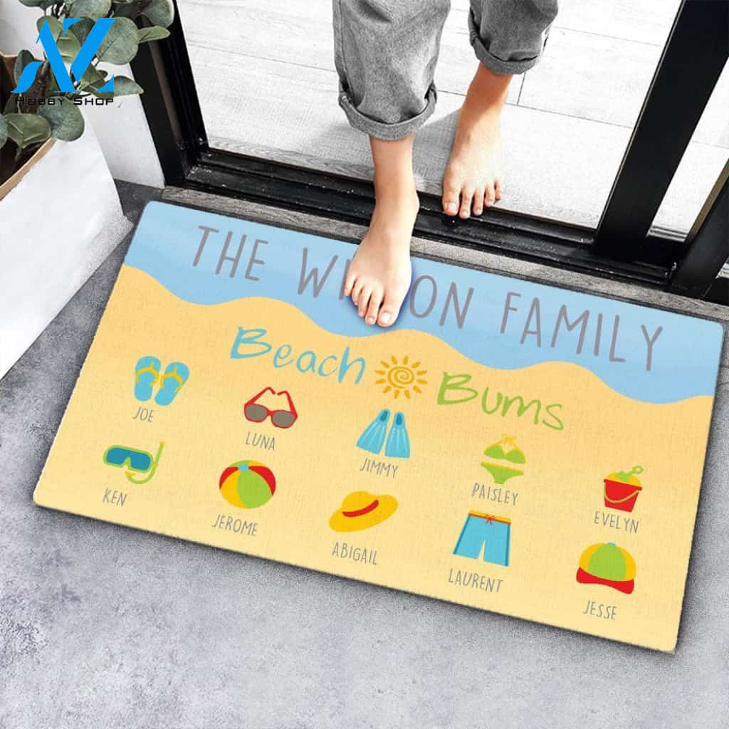 Personalized Beach & Bums Family Name Doormat Custom Gift of Welcome Mat