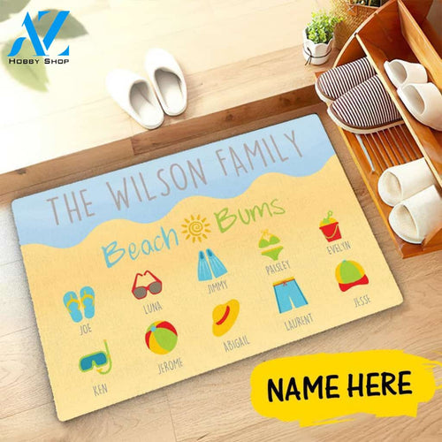 Personalized Beach & Bums Family Name Doormat Custom Gift of Welcome Mat