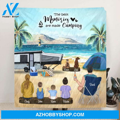 Personalized Beach Camping Blanket, Gift for single parent - Single Mom/Dad with up to 4 Kids and 2 Pets - The Best Memories Are Made Camping - 1CTOH9