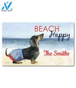 Personalized Beach Happy Dachshund Doormat - 18" x 30"