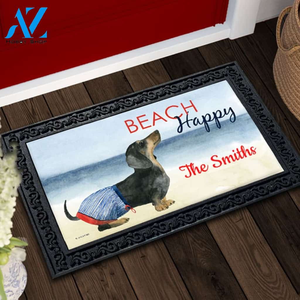 Personalized Beach Happy Dachshund Doormat - 18