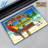 Personalized Beach Parrot Welcome To Paradise Custom Doormat | WELCOME MAT | HOUSE WARMING GIFT