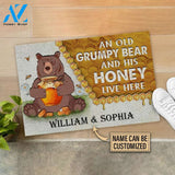 Personalized Bear And His Honey Bee Live Here Customized Doormat | WELCOME MAT | HOUSE WARMING GIFT