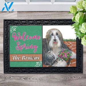 Personalized Bearded Collie Pot of Roses Doormat - 18" x 30"
