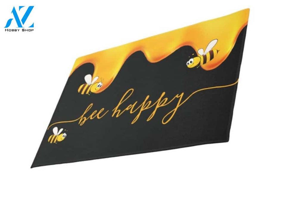 Personalized Bee Happy and Honey Insect Doormat Indoor and Outdoor Doormat Entrance Rug Sweet Home Decor Housewarming Gift Gift for Bee Lovers Insect Lovers Gift Idea