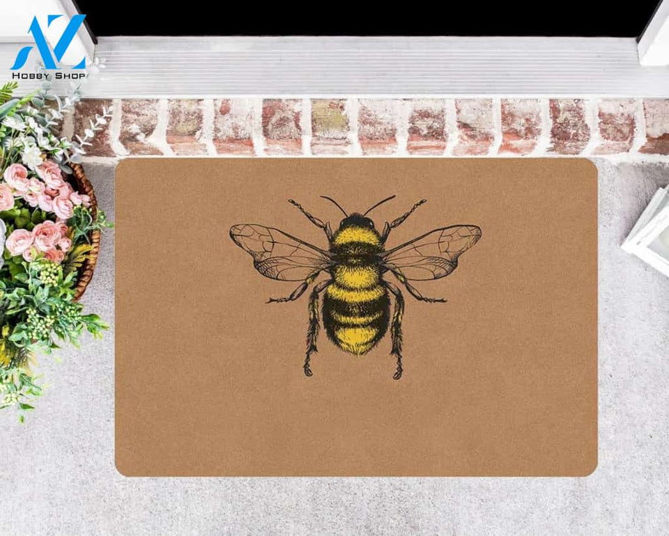 Personalized Bee - Happy Hive Insect Doormat Indoor and Outdoor Doormat Entrance Rug Sweet Home Decor Housewarming Gift Gift for Bee Lovers Insect Lovers Gift Idea
