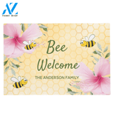 Personalized Bee Welcome can Hibiscus Flower Insect Doormat Indoor and Outdoor Doormat Entrance Rug Sweet Home Decor Housewarming Gift Gift for Bee Lovers Insect Lovers Gift Idea