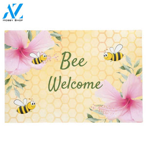 Personalized Bee Welcome can Hibiscus Flower Insect Doormat Indoor and Outdoor Doormat Entrance Rug Sweet Home Decor Housewarming Gift Gift for Bee Lovers Insect Lovers Gift Idea