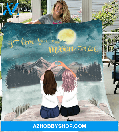 Personalized best friend gift ideas Fleece Blanket - I love you to the moon and back