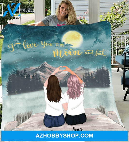Personalized best friend gift ideas Fleece Blanket - I love you to the moon and back