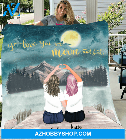 Personalized best friend gift ideas Fleece Blanket - I love you to the moon and back