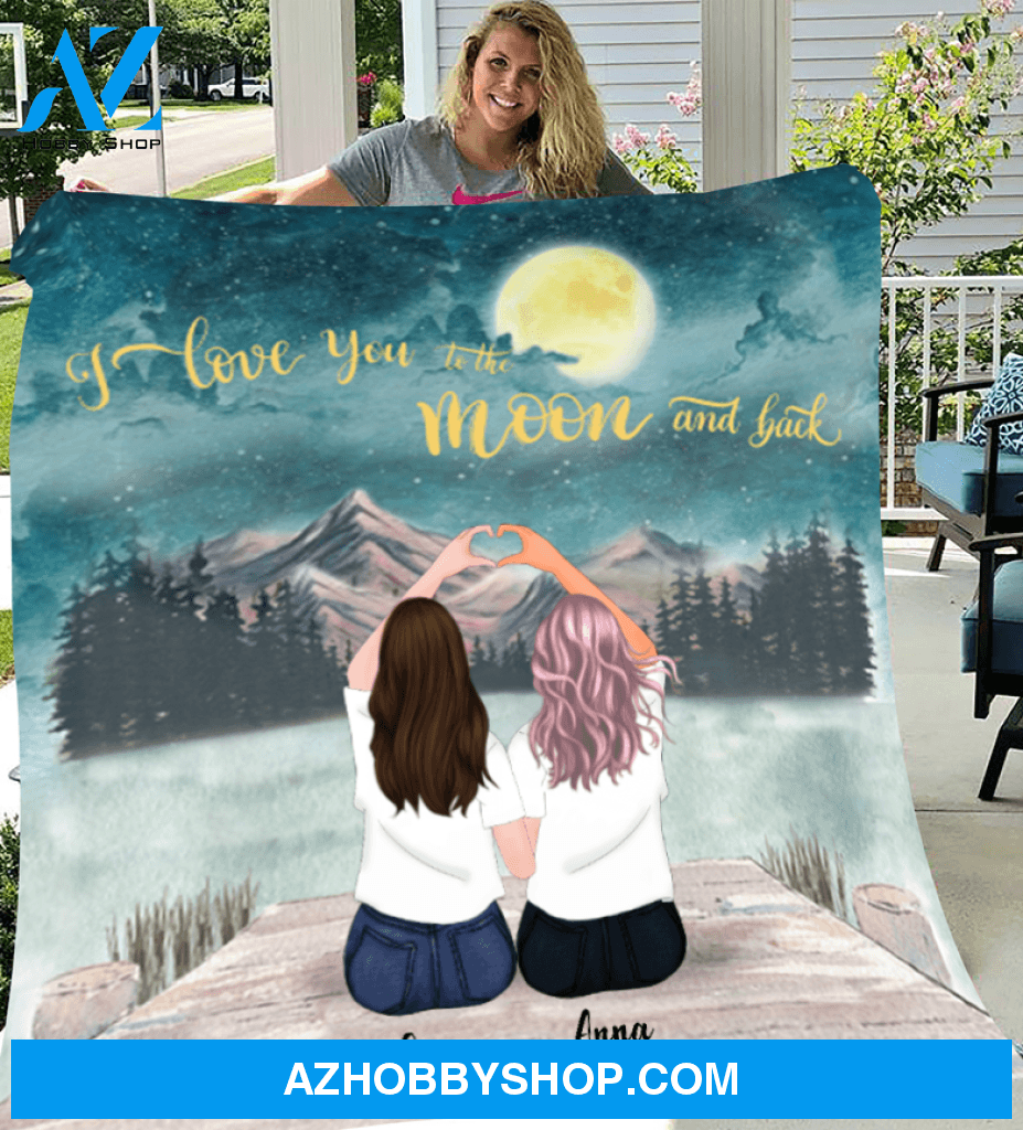 Personalized best friend gift ideas Fleece Blanket - I love you to the moon and back
