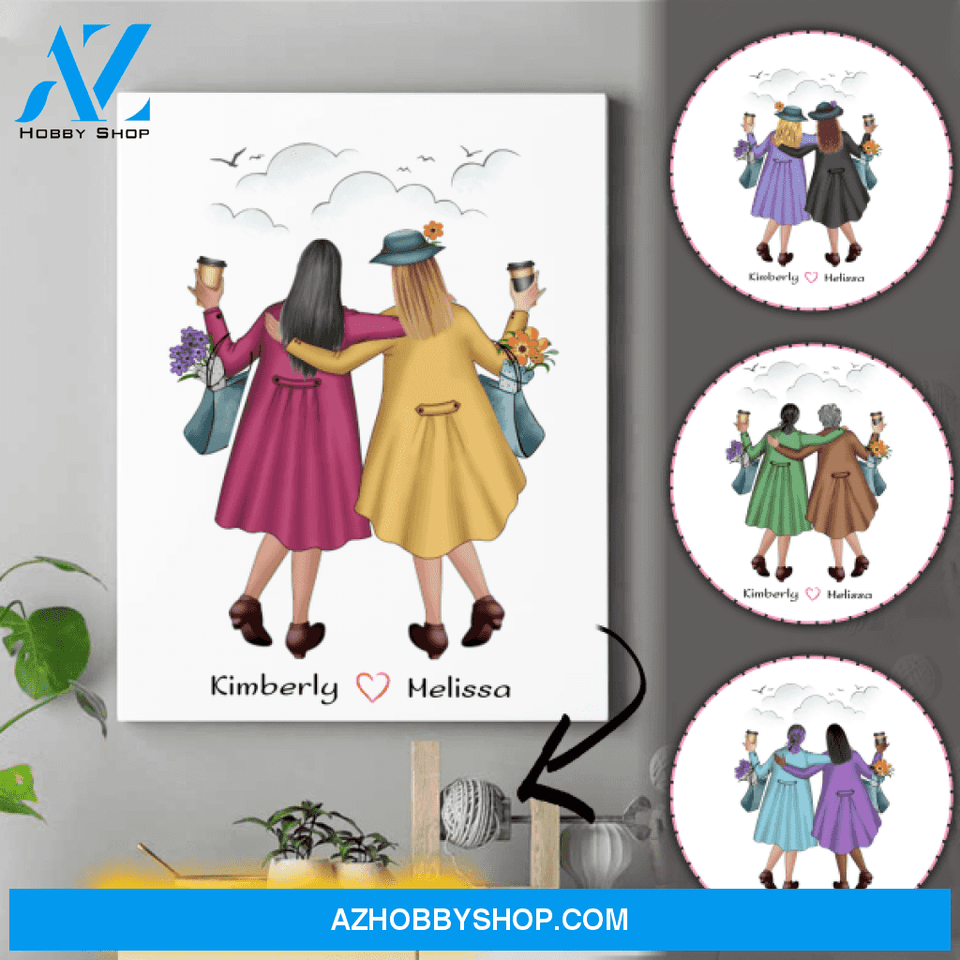 Personalized Besties Forever Canvas - Birthday Present For Bff - Best Friends Wall Art