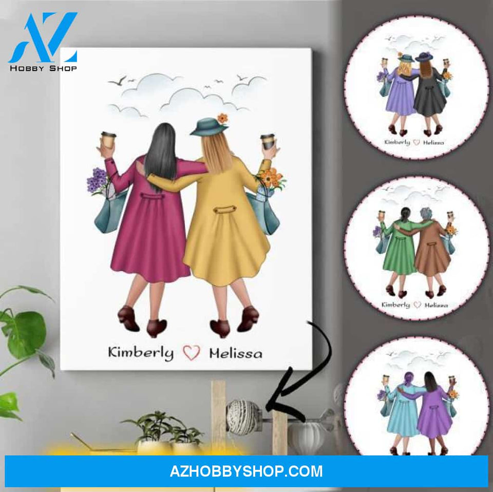 Personalized Besties Forever Canvas - Birthday Present For Bff - Best Friends Wall Art