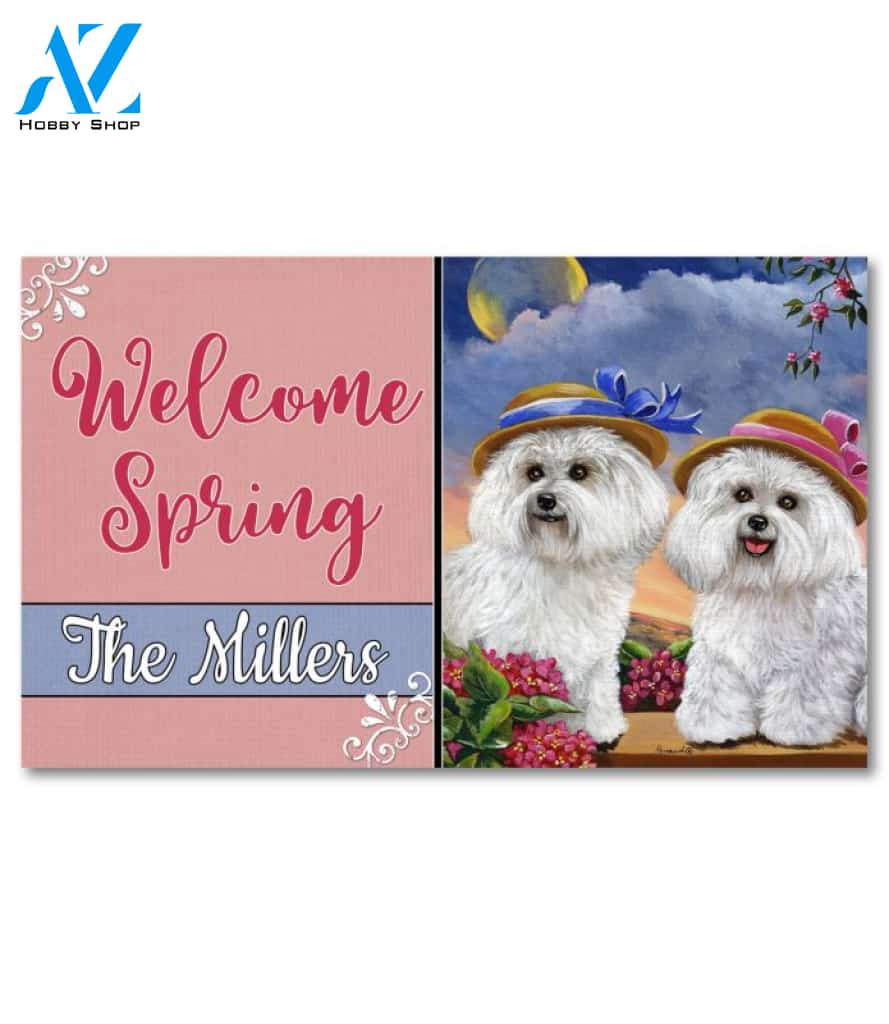 Personalized Bichon Frise Soulmates Doormat - 18" x 30"