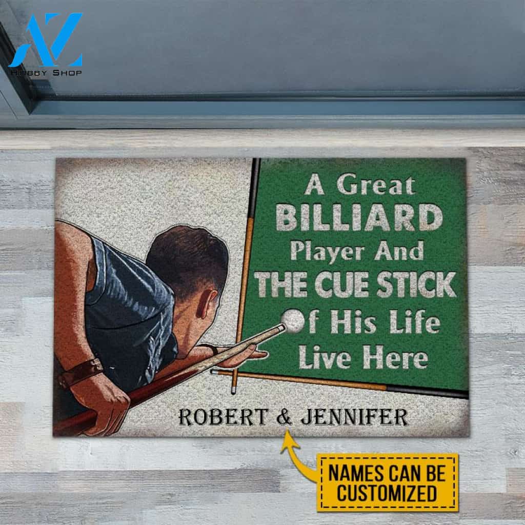 Personalized Billiard Great Couple Live Here Customized Doormat