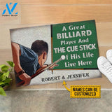 Personalized Billiard Great Couple Live Here Customized Doormat
