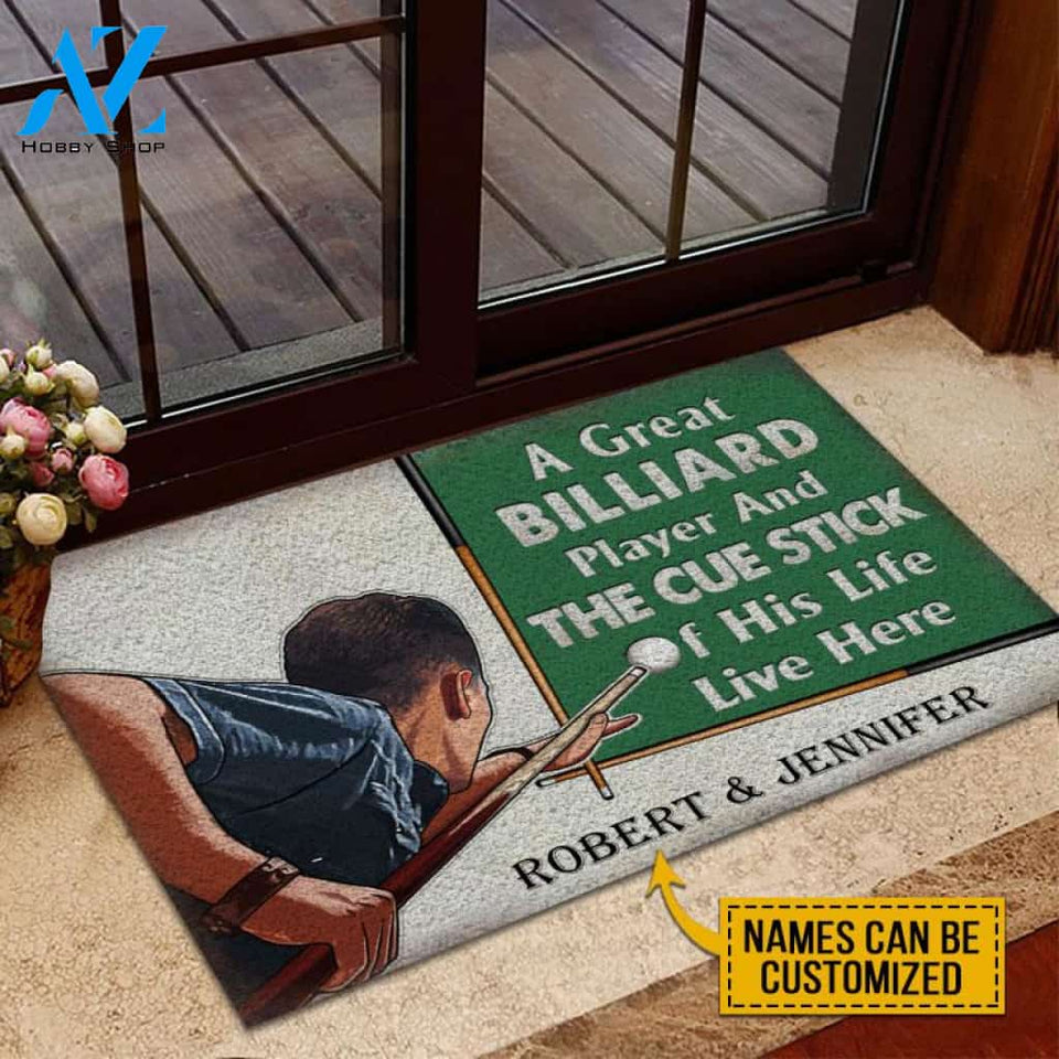 Personalized Billiard Great Couple Live Here Customized Doormat