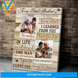 Personalized Birthday Gifts For Dad With Meaningful Message Custom Canvas Print