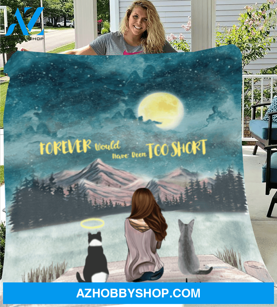 Personalized fleece blanket gift for cat lovers - Mom & Upto 3 cats fleece blanket - Cat mom Mother's day - I love you to the moon and back