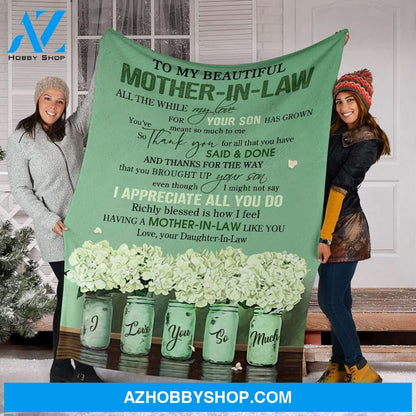 Personalized Blanket, Best Gift Letter To My Beautiful Motherbest Gift Inbest Gift Law Fleece Blanket