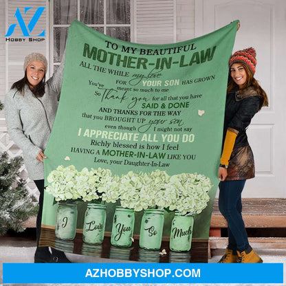 Personalized Blanket, Best Gift Letter To My Beautiful Motherbest Gift Inbest Gift Law Fleece Blanket