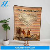 Personalized Blanket, Boots We'Re A Team Wrap Yourself Up In This And Consider It A Big Hug Family Love Fleece Blanket