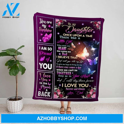 Personalized Blanket, Butterflies Dad Letter To My Daughter I Will Stay There Forever I Love You Family Love Fleece Blanket