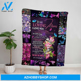 Personalized Blanket, Butterflies & Flowers Letter To My Loving Mom I Love You For All The Times Love Daughter Fleece Blanket
