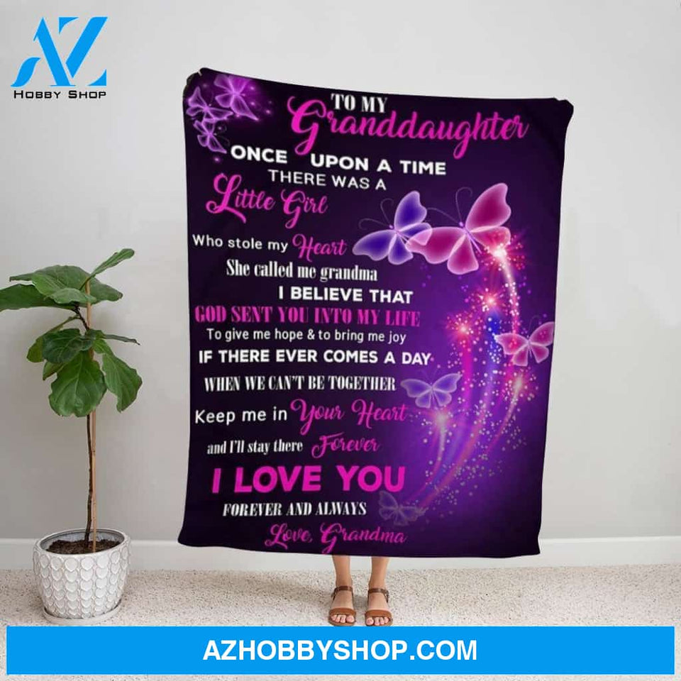 Personalized Blanket, Butterflies Letter To My Granddaughter She Called Me Grandma Fleece Blanket
