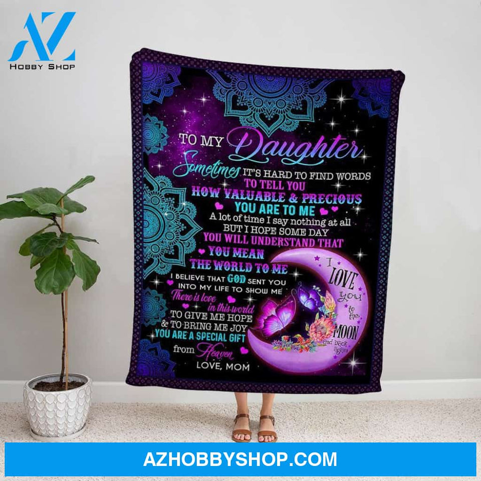 Personalized Blanket, Butterflies Mom Letter To My Daughter How Valuable & Precious You Are To Me Family Love Mandala Fleece Blanket