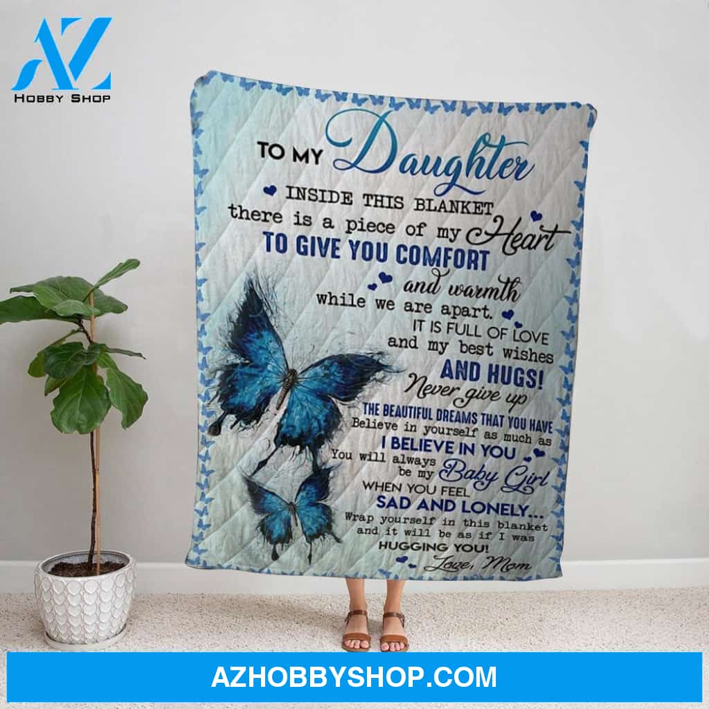 Personalized Blanket, Butterfly Couple Letter To My Daughter To Give You Confort And Warmth Fleece Blanket