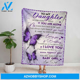 Personalized Blanket, Butterfly Dad Letter To My Daughter You Will Always Be My Baby Girl Purple Fleece Blanket