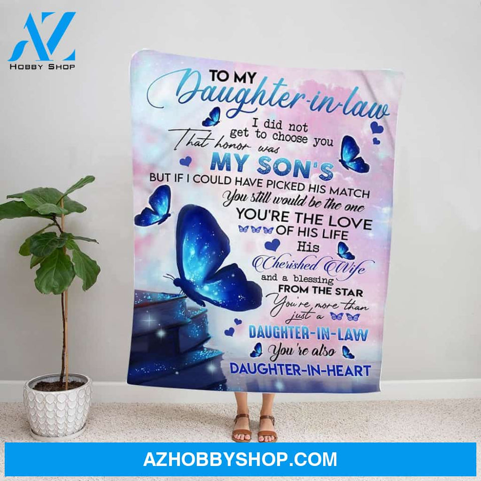 Personalized Blanket, Butterfly Daughter In Heart Letter To My Daughter In Law You'Re More Than Just A Daughter In Law Fleece Blanket