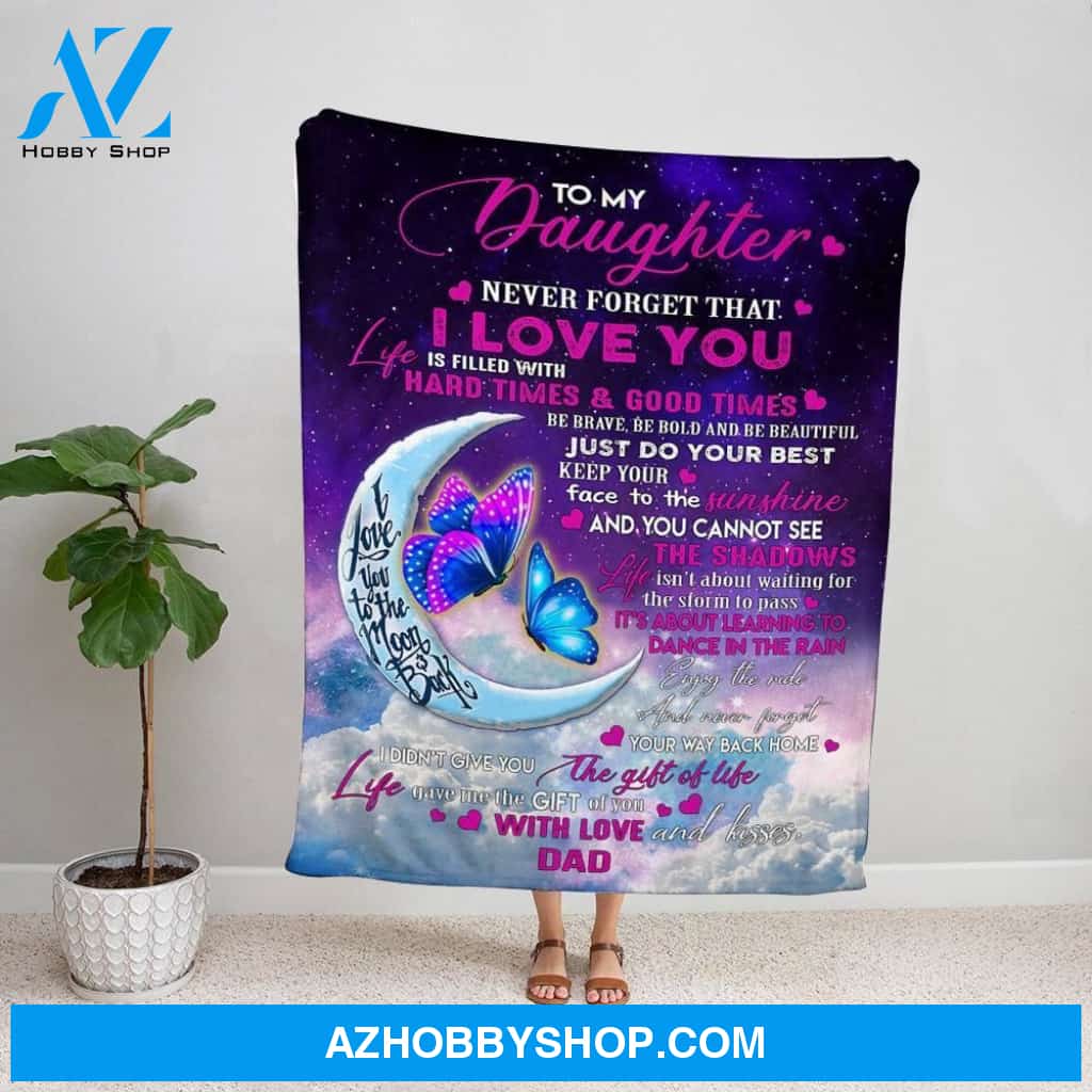 Personalized Blanket, Butterfly Letter To My Daughter Just Do Your Best Purple Fleece Blanket