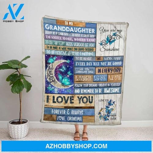 Personalized Blanket, Butterfly Letter To My Granddaughter I Love You Forever And Always Fleece Blanket